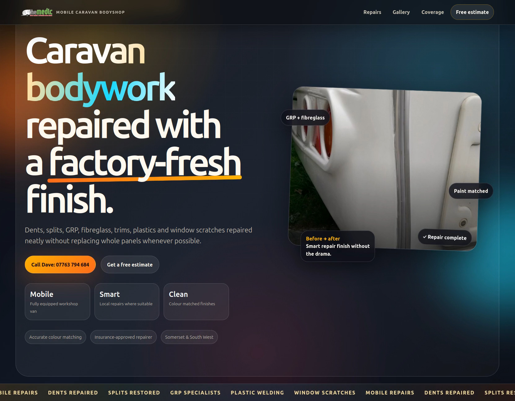 Screenshot preview of The Medic website
